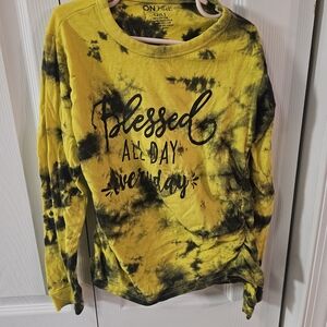 On Fire Girl's Yellow And Black T-shirt With Logo "Blessed All Day Everyday"